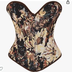 Alivila.Y Fashion Womens Vintage Floral Denim Overbust Corset Bustier Top